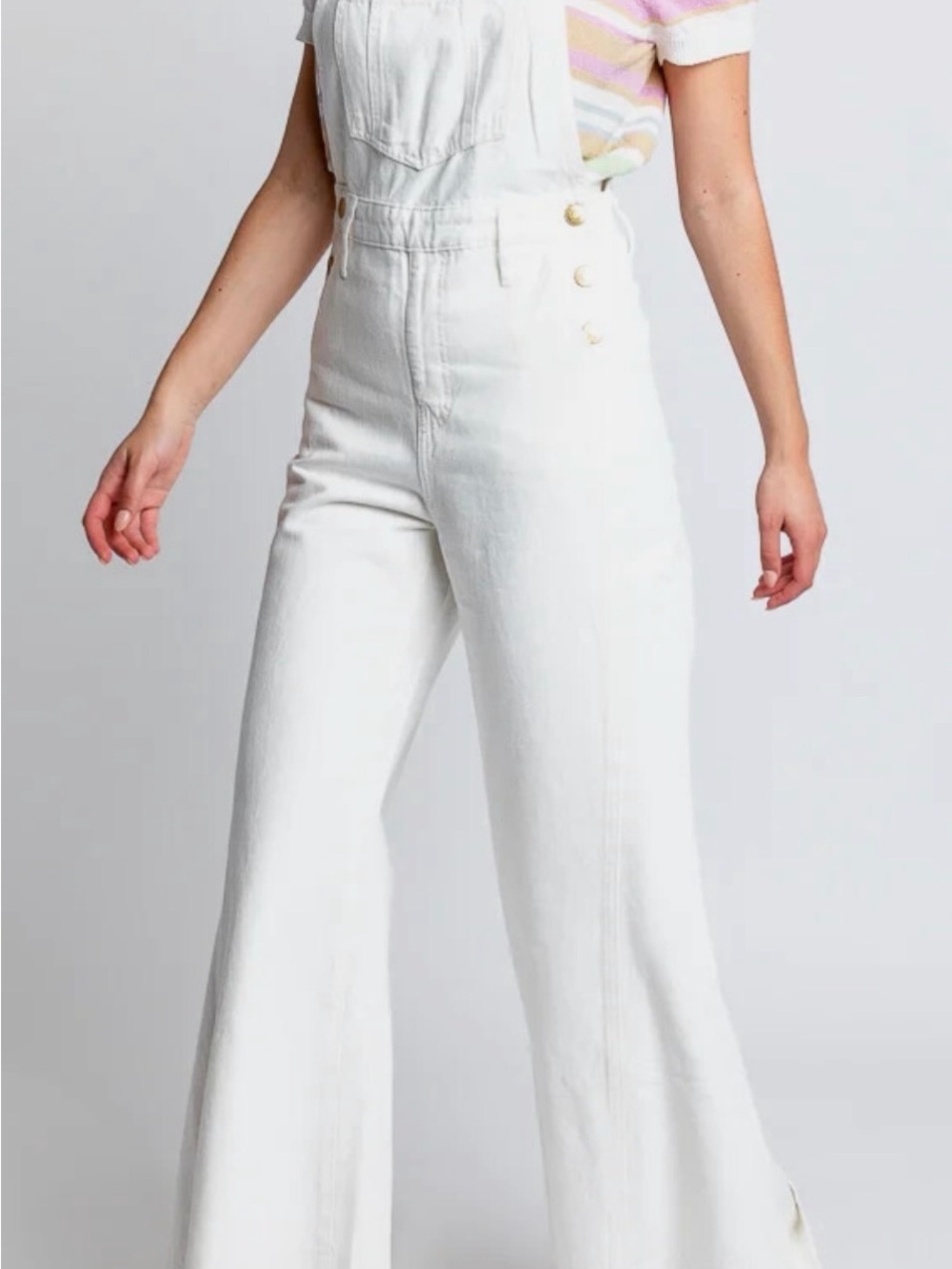 Show Me Your MuMu Cream Overalls with Gold Hardware